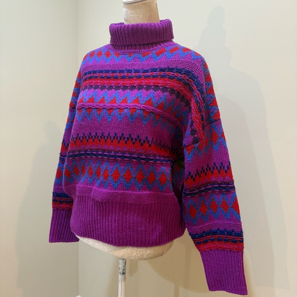 Rag & Bone Women’s Willow Fair Isle Wool Turtleneck Sweater - Picture 8 of 12